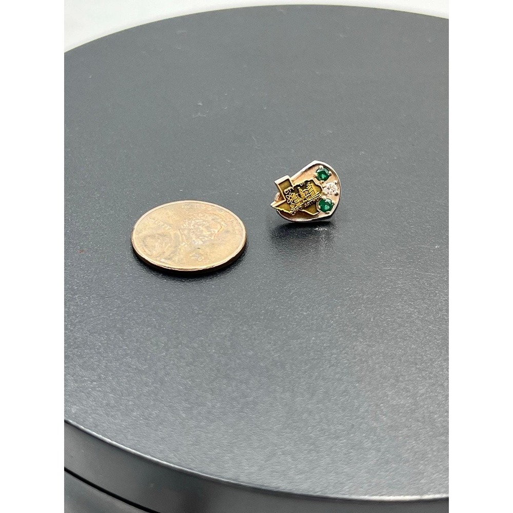 CTO Vintage City of Port Arthur Texas Oil 10k‎ Emerald and Diamond Lapel Pin - Picture 6 of 14